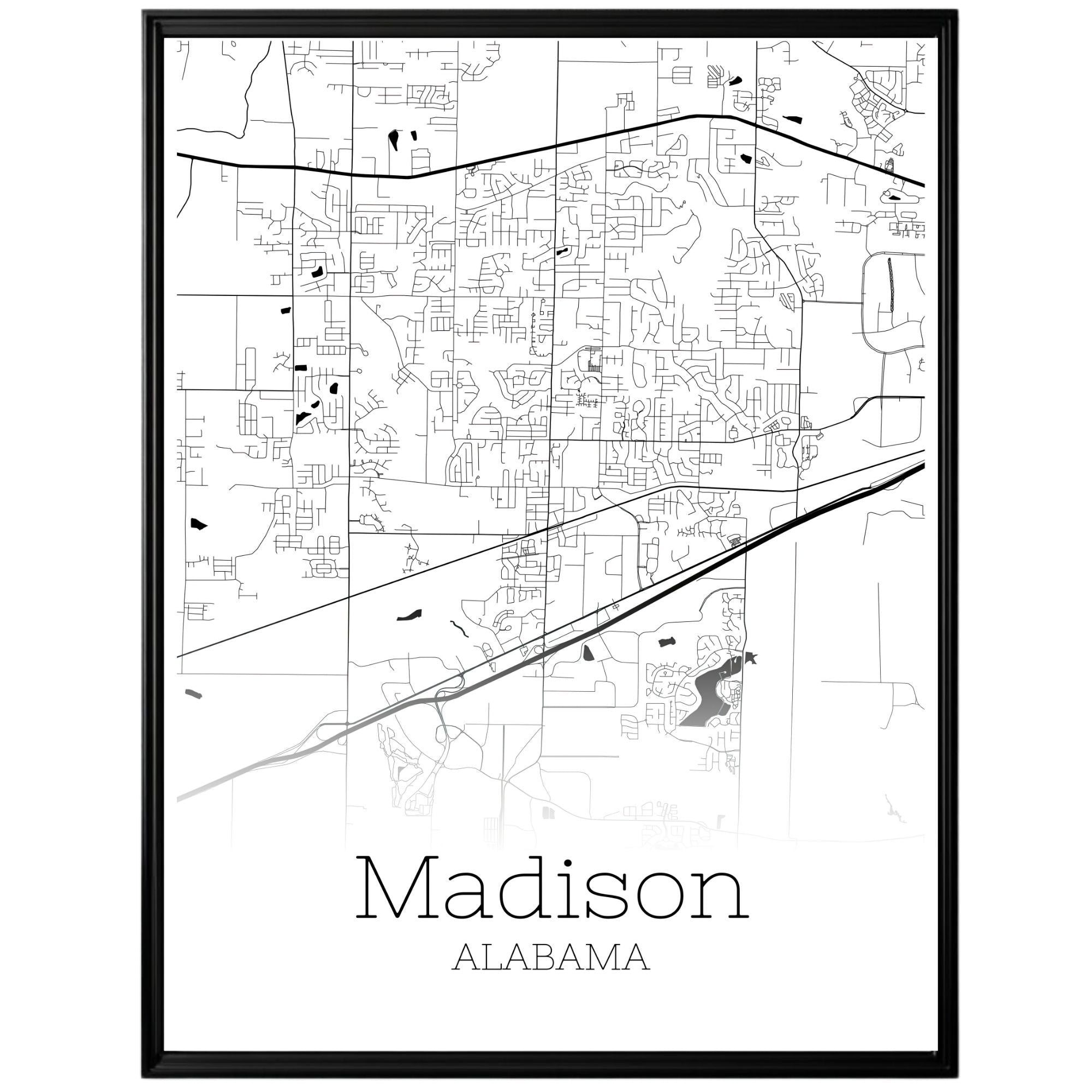 Madison Alabama City Map Poster - GroovyGrove