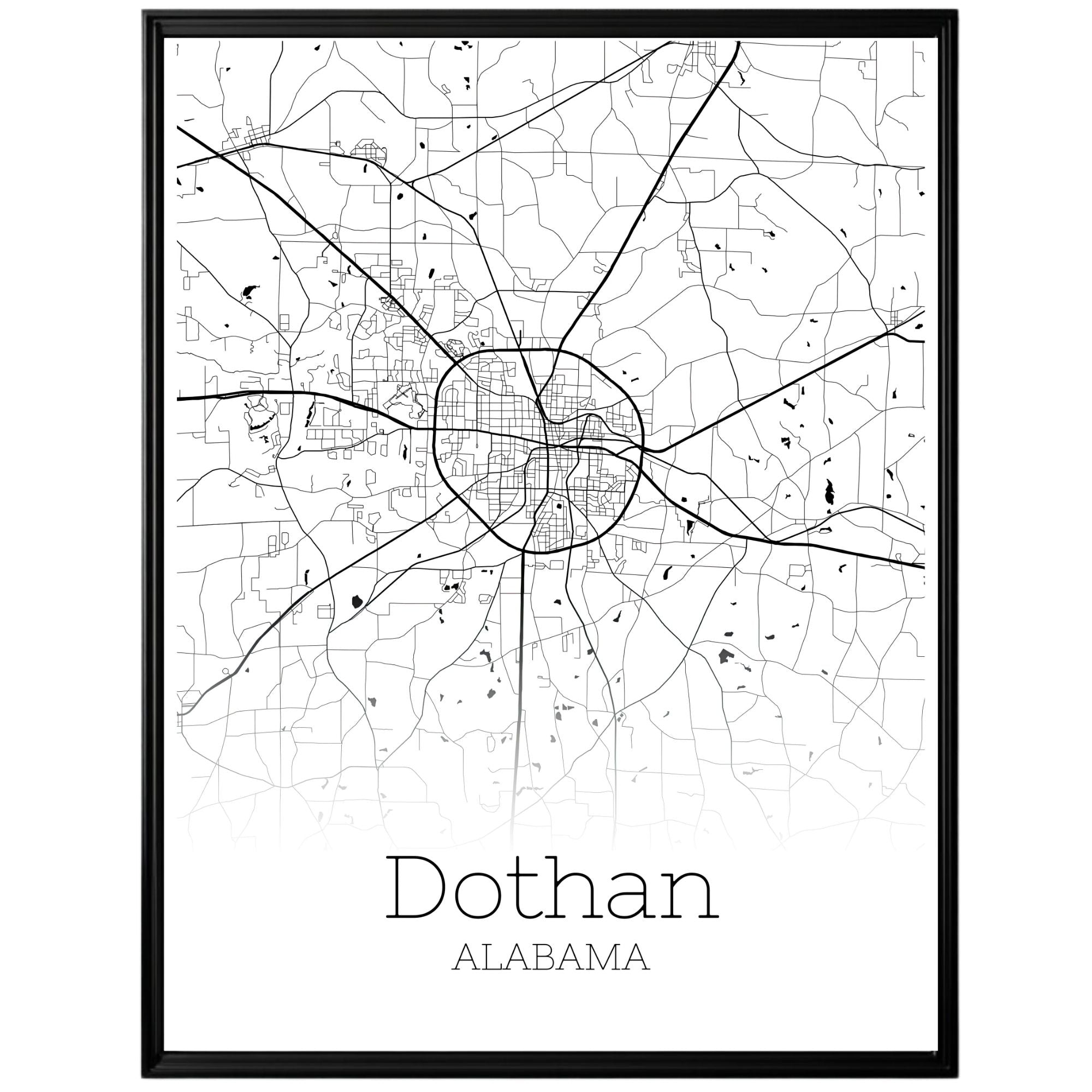 Dothan Alabama City Map Poster - GroovyGrove