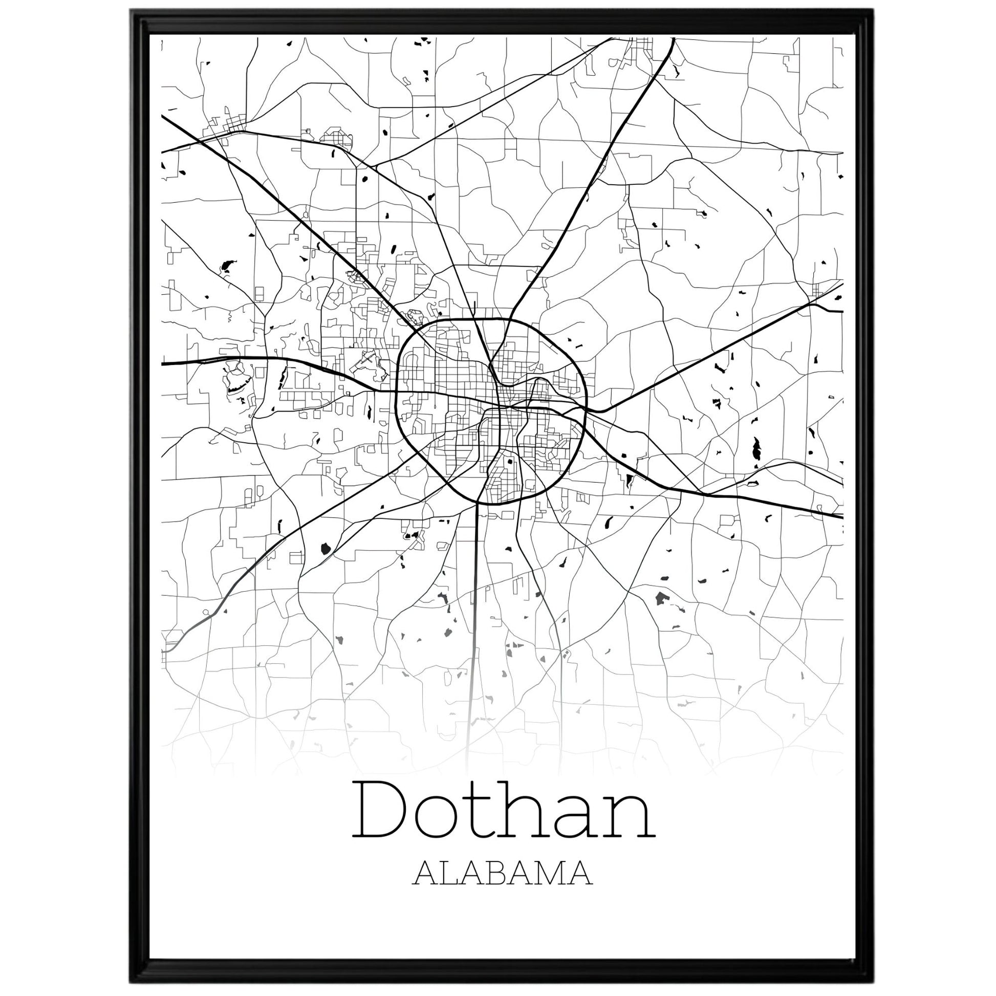 Dothan Alabama City Map Poster - GroovyGrove