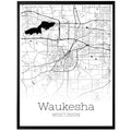 Waukesha Wisconsin City Map Poster - GroovyGrove