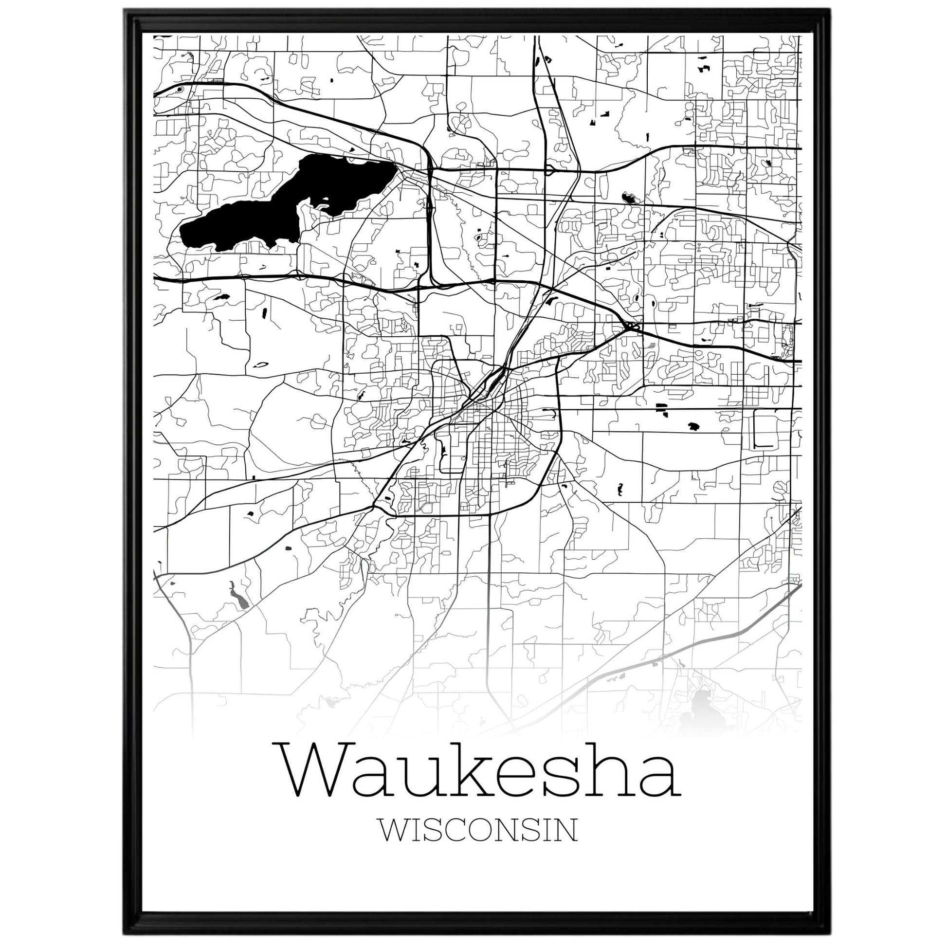 Waukesha Wisconsin City Map Poster - GroovyGrove