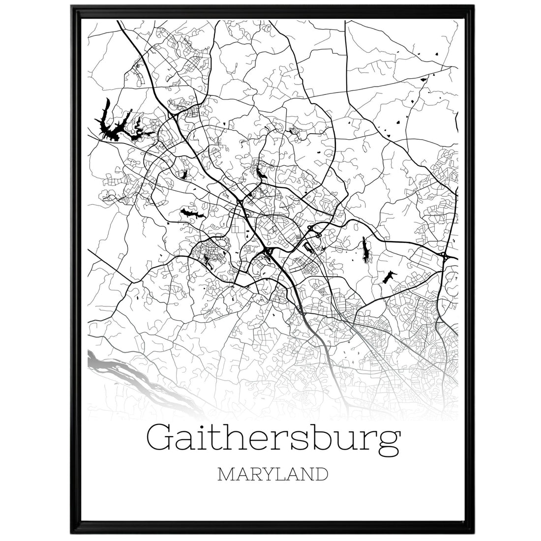 Gaithersburg Maryland City Map Poster - GroovyGrove