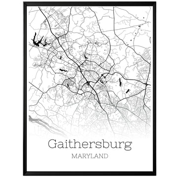 Gaithersburg Maryland City Map Poster - GroovyGrove