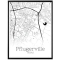 Pflugerville Texas City Map Poster - GroovyGrove