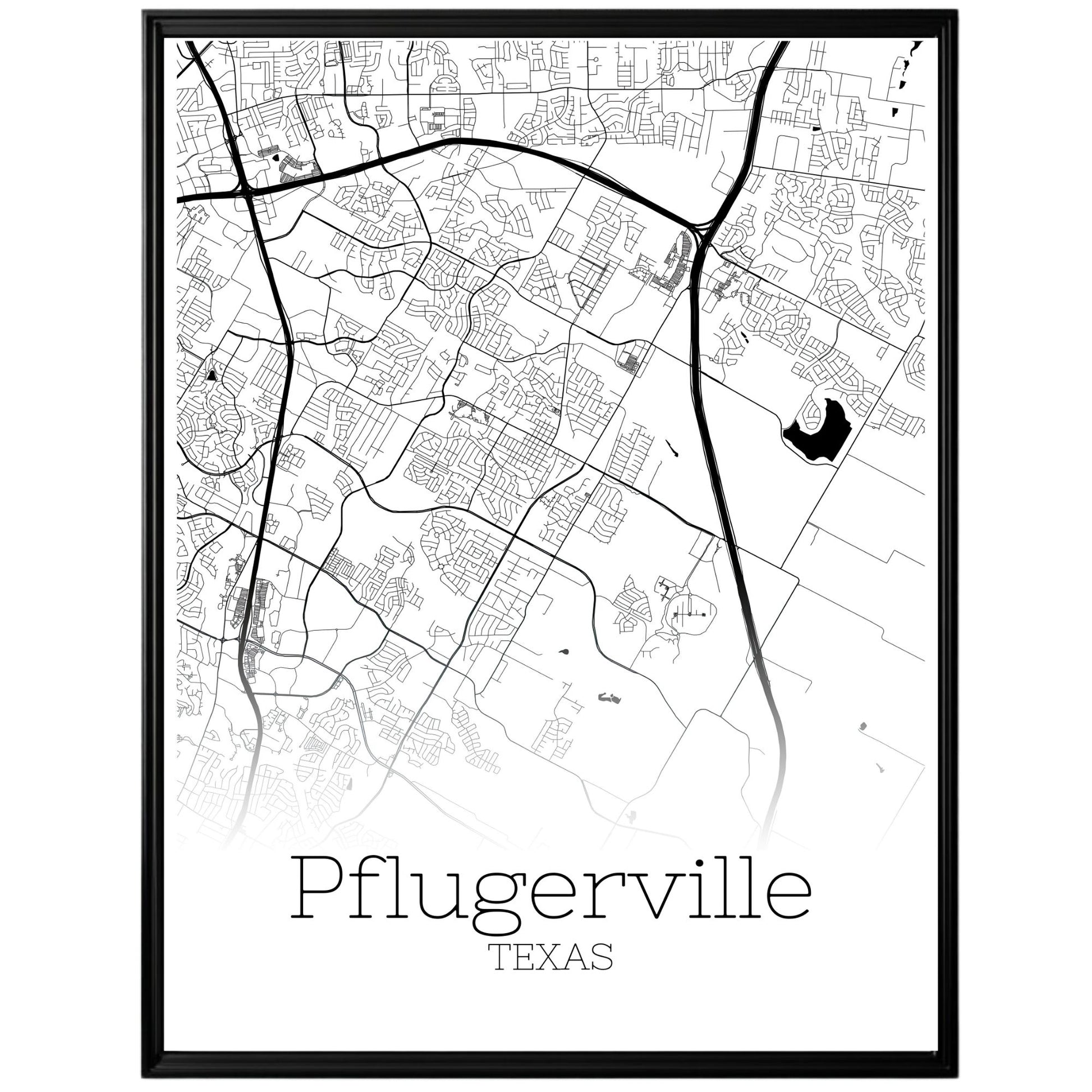 Pflugerville Texas City Map Poster - GroovyGrove