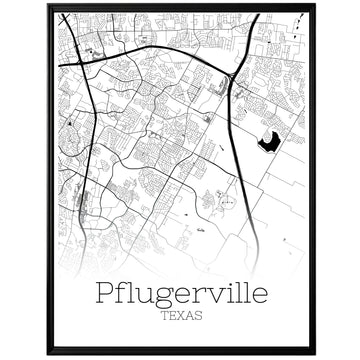 Pflugerville Texas City Map Poster - GroovyGrove