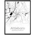 Attleboro Massachusetts City Map Poster - GroovyGrove