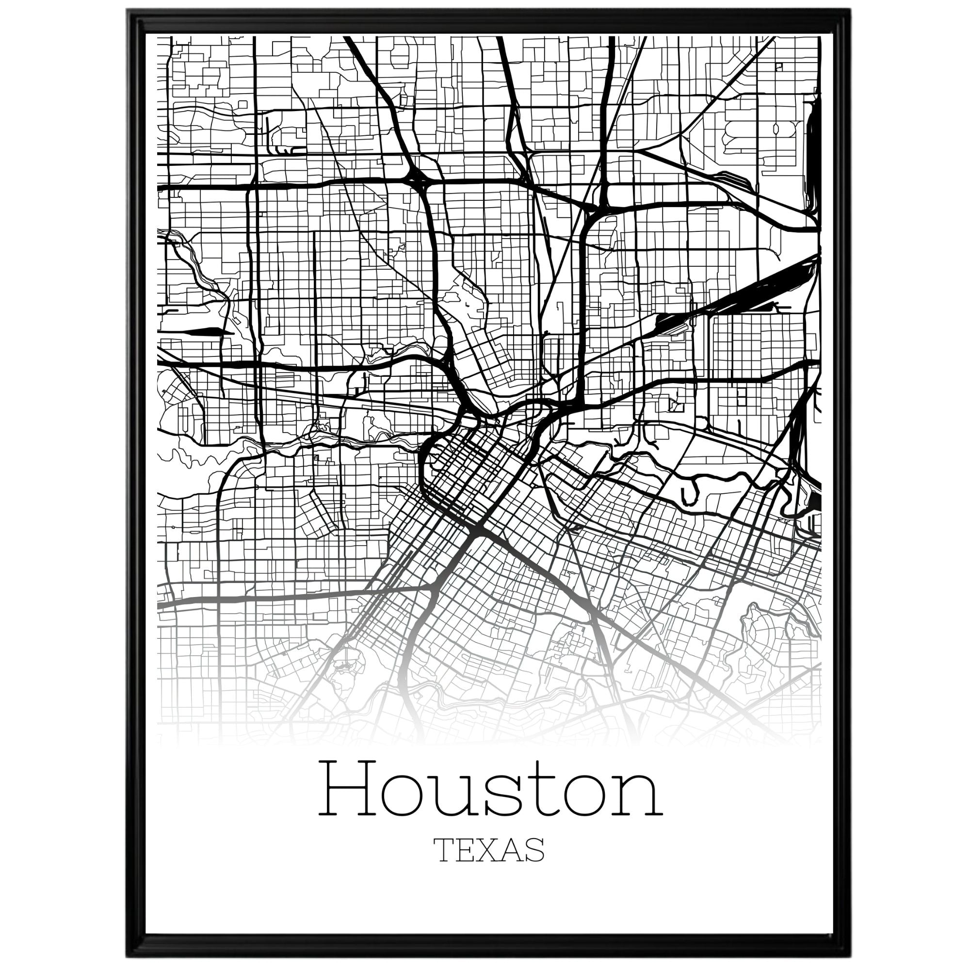 Houston Texas City Map Poster - GroovyGrove