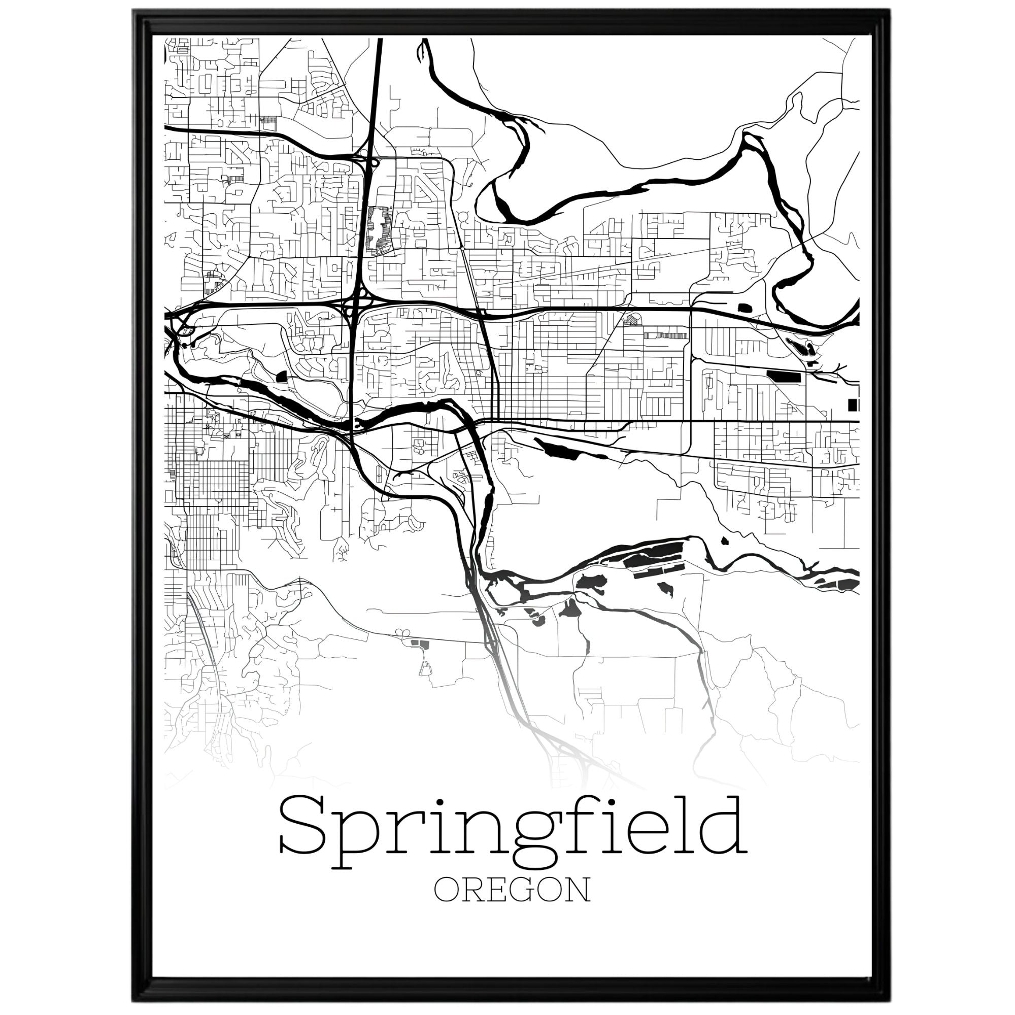 Springfield Oregon City Map Poster - GroovyGrove