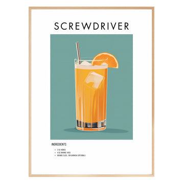 Screwdriver Retro Cocktail Poster - GroovyGrove