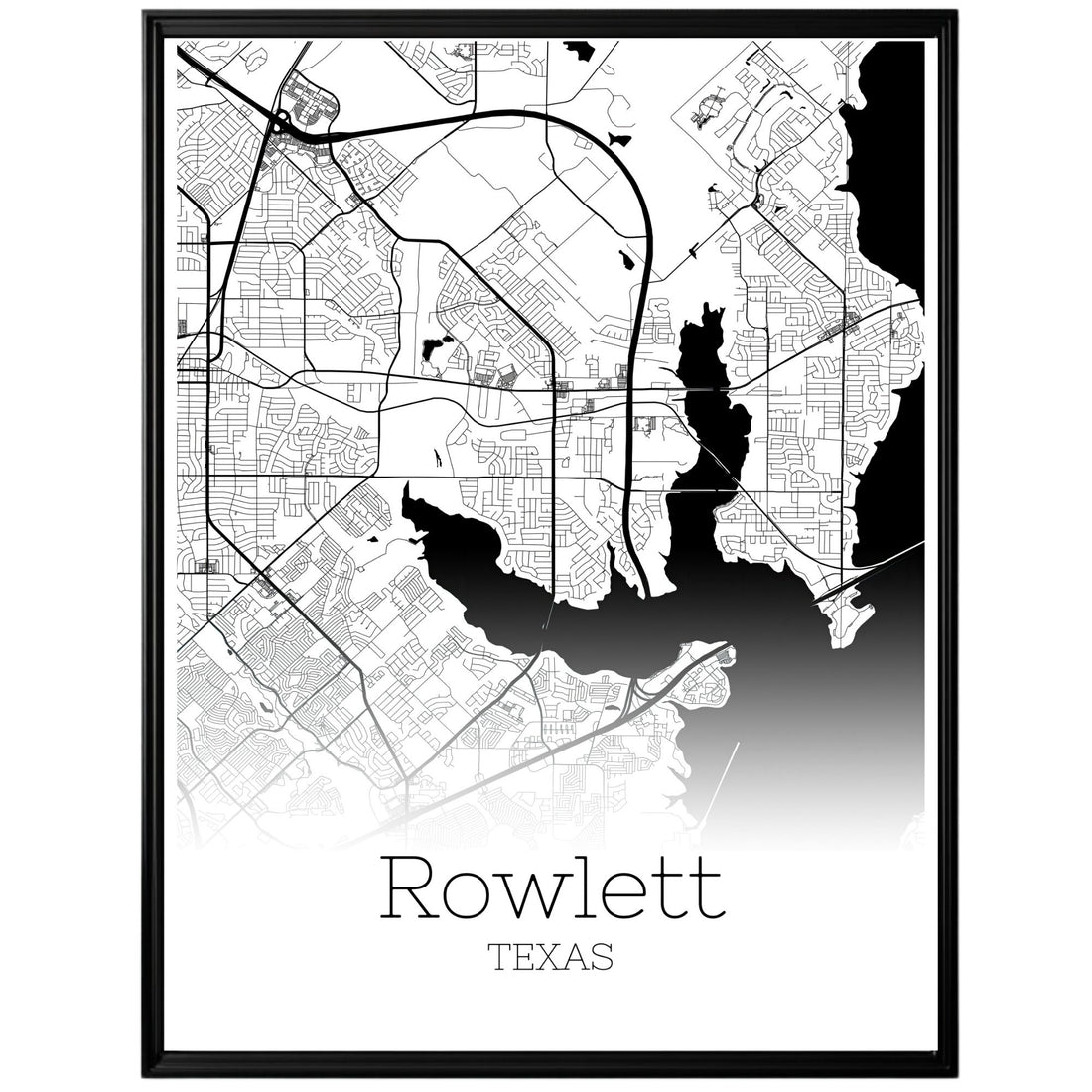 Rowlett Texas City Map Poster - GroovyGrove