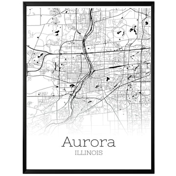 Aurora Illinois City Map Poster - GroovyGrove