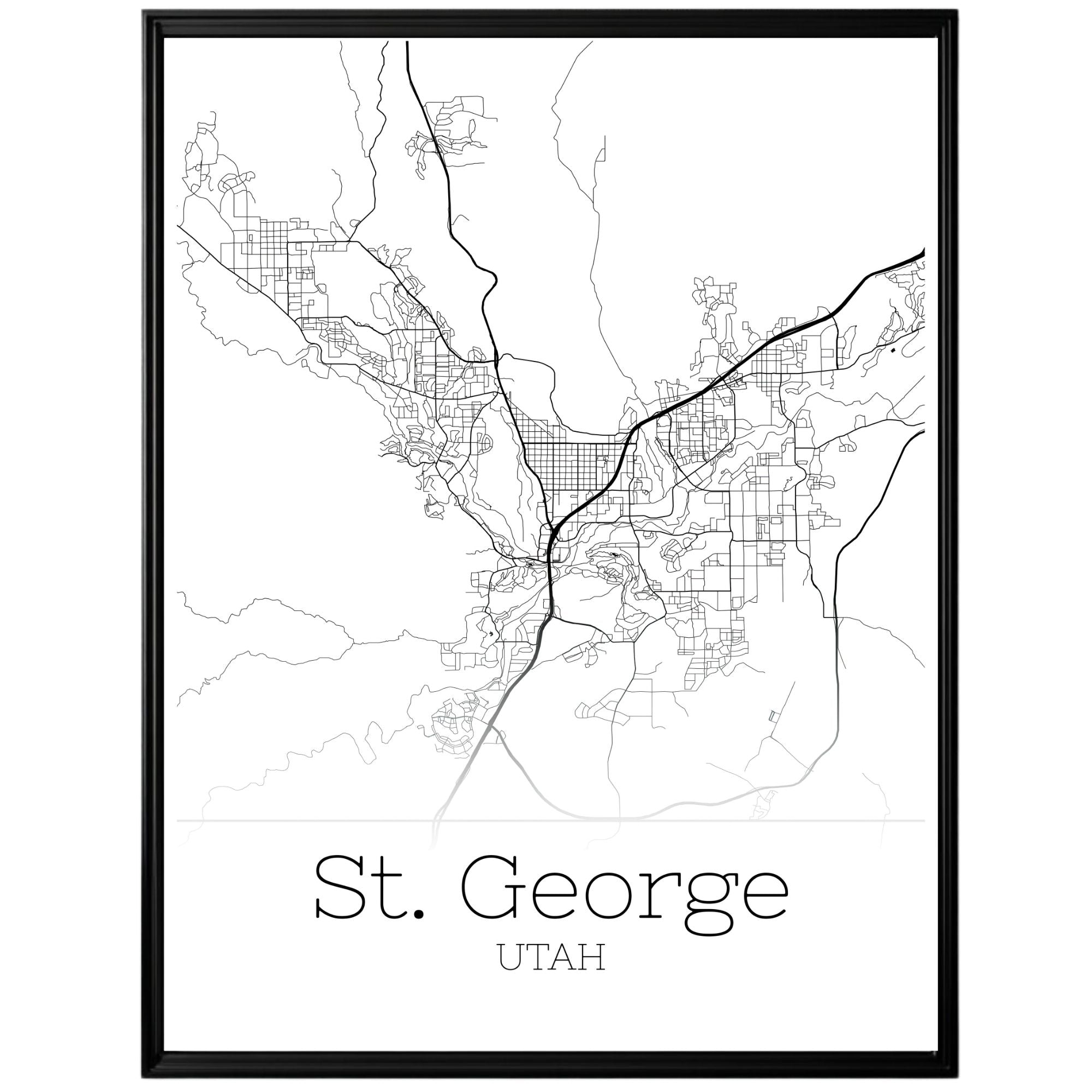 St. George Utah City Map Poster - GroovyGrove