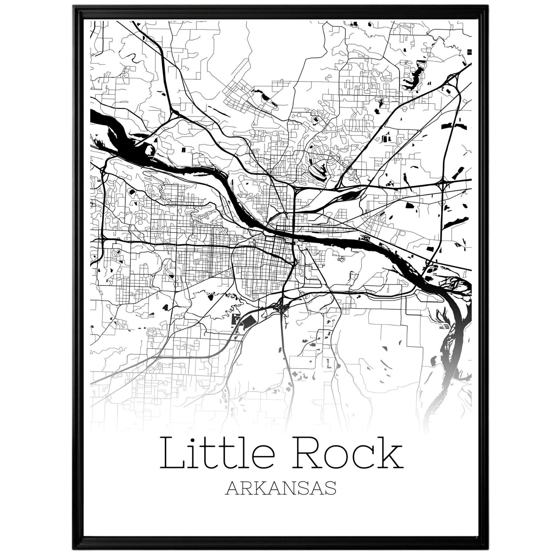 Little Rock Arkansas City Map Poster - GroovyGrove