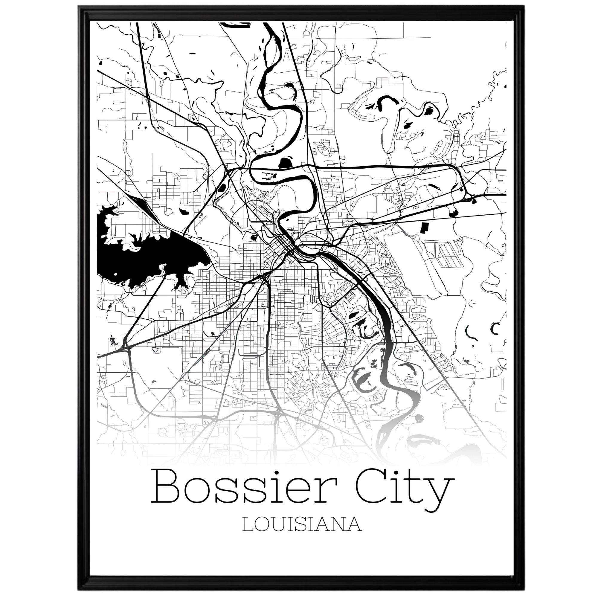 Bossier City Louisiana Map Poster - GroovyGrove