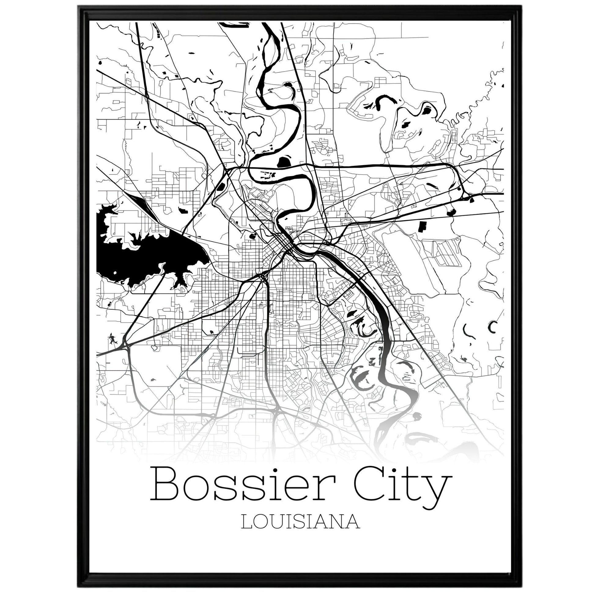 Bossier City Louisiana Map Poster - GroovyGrove