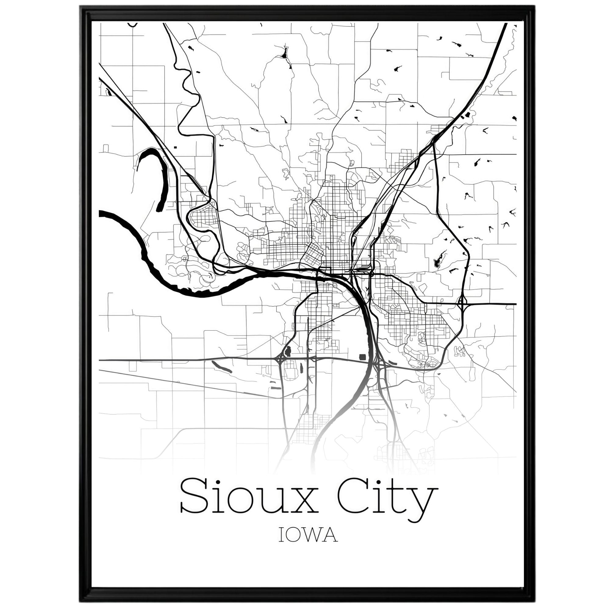 Sioux City Iowa Map Poster - GroovyGrove