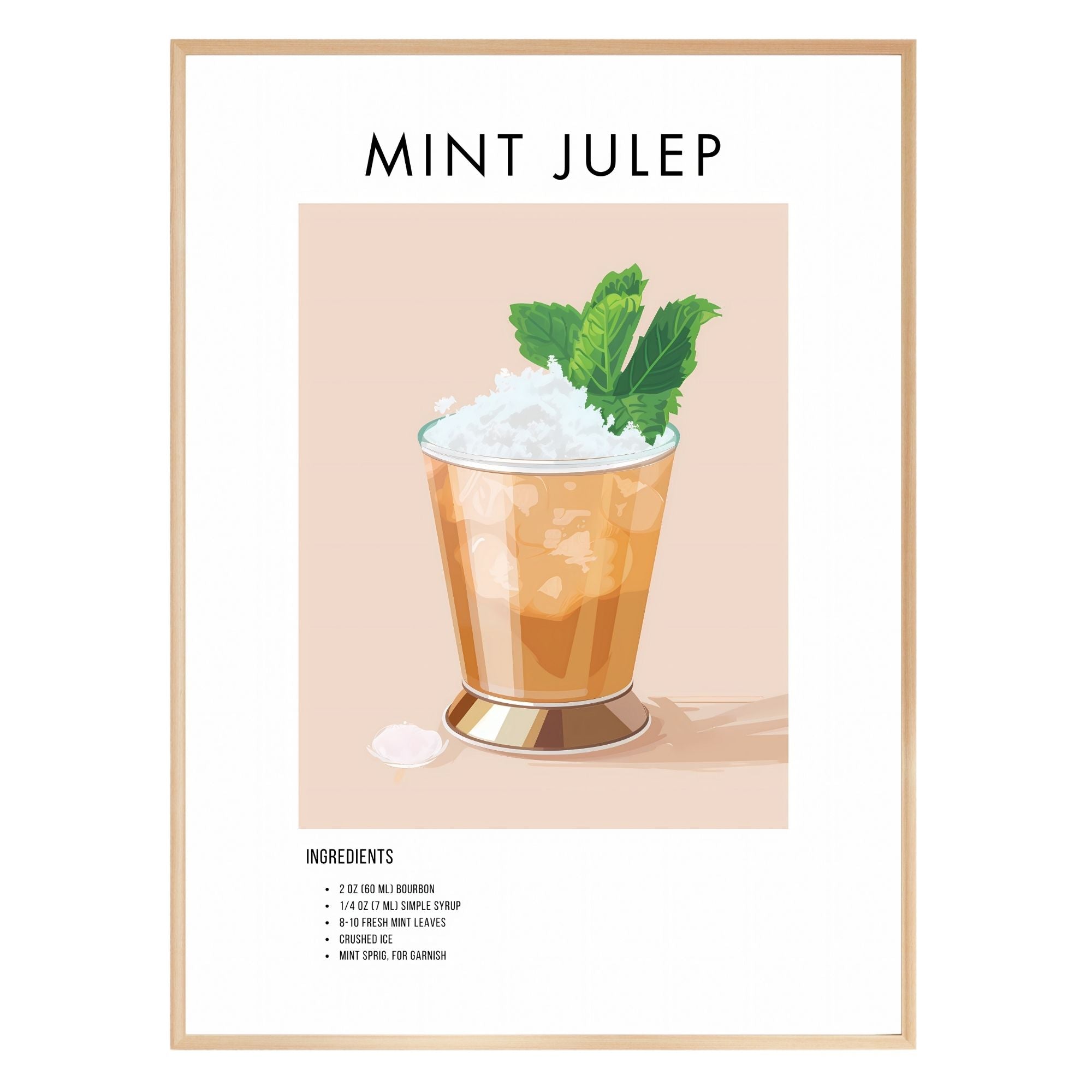 Mint Julep Retro Cocktail Poster - GroovyGrove