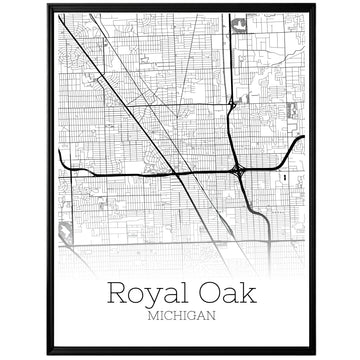 Royal Oak Michigan City Map Poster - GroovyGrove