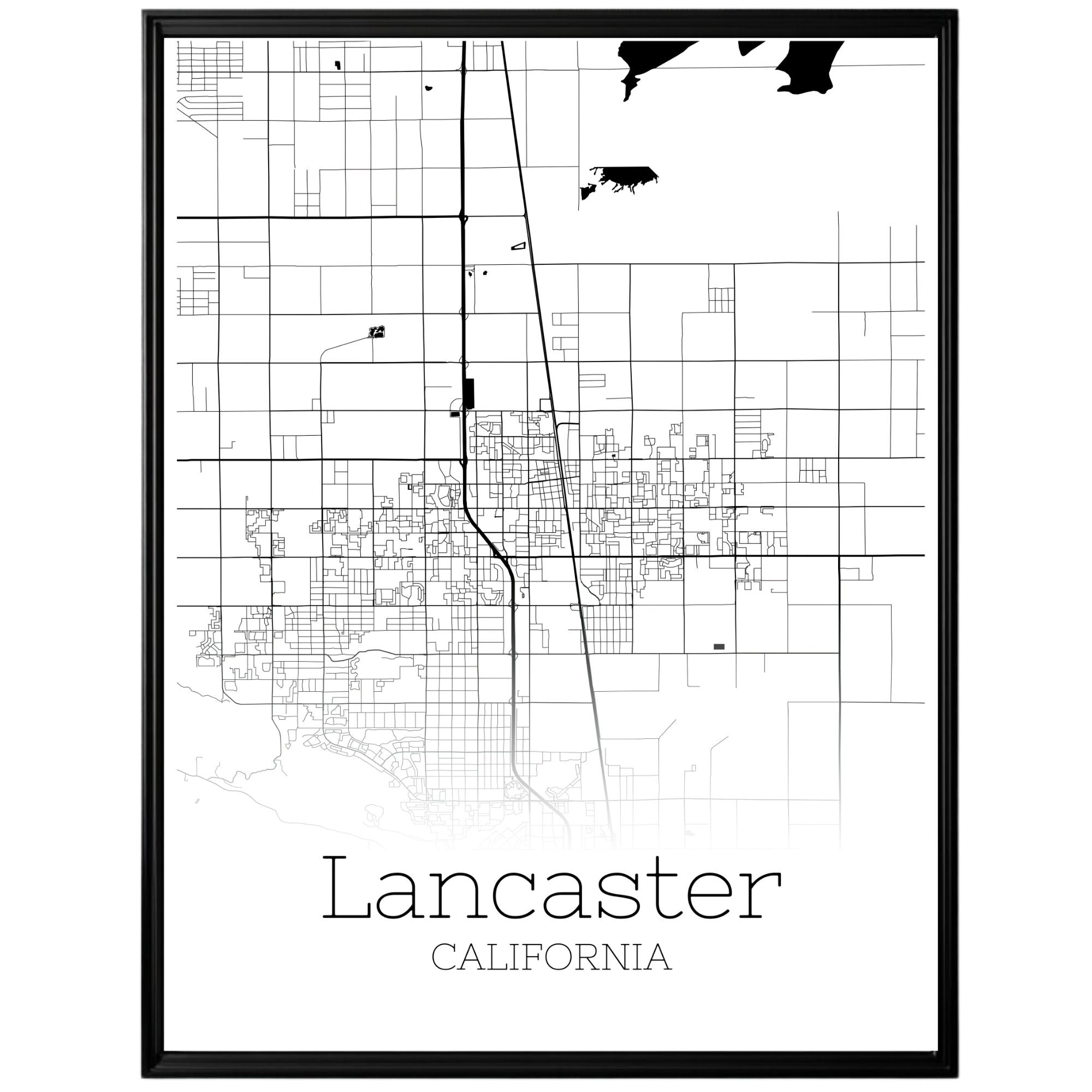 Lancaster California City Map Poster - GroovyGrove