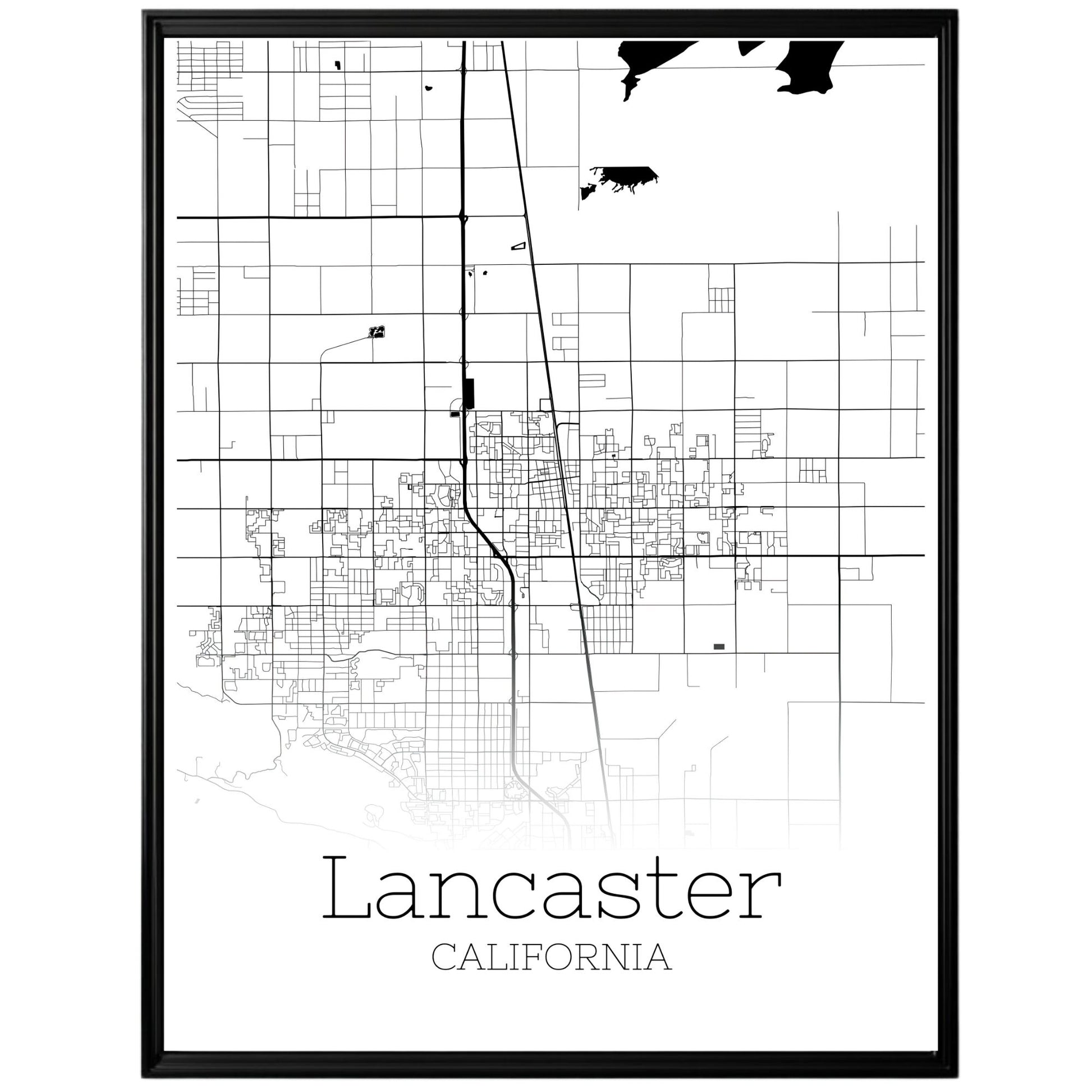 Lancaster California City Map Poster - GroovyGrove