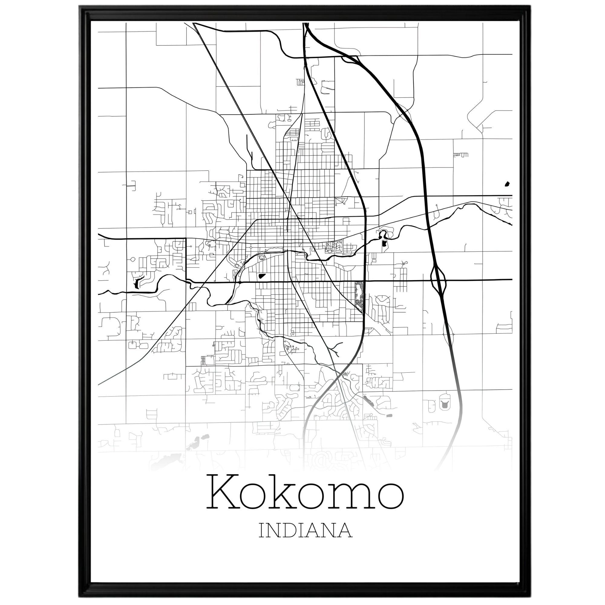 Kokomo Indiana City Map Poster - GroovyGrove