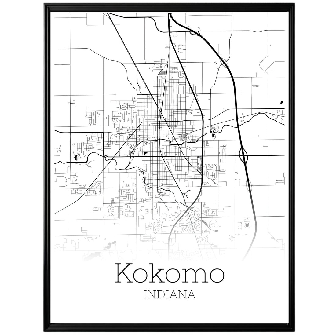 Kokomo Indiana City Map Poster - GroovyGrove