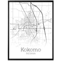 Kokomo Indiana City Map Poster - GroovyGrove