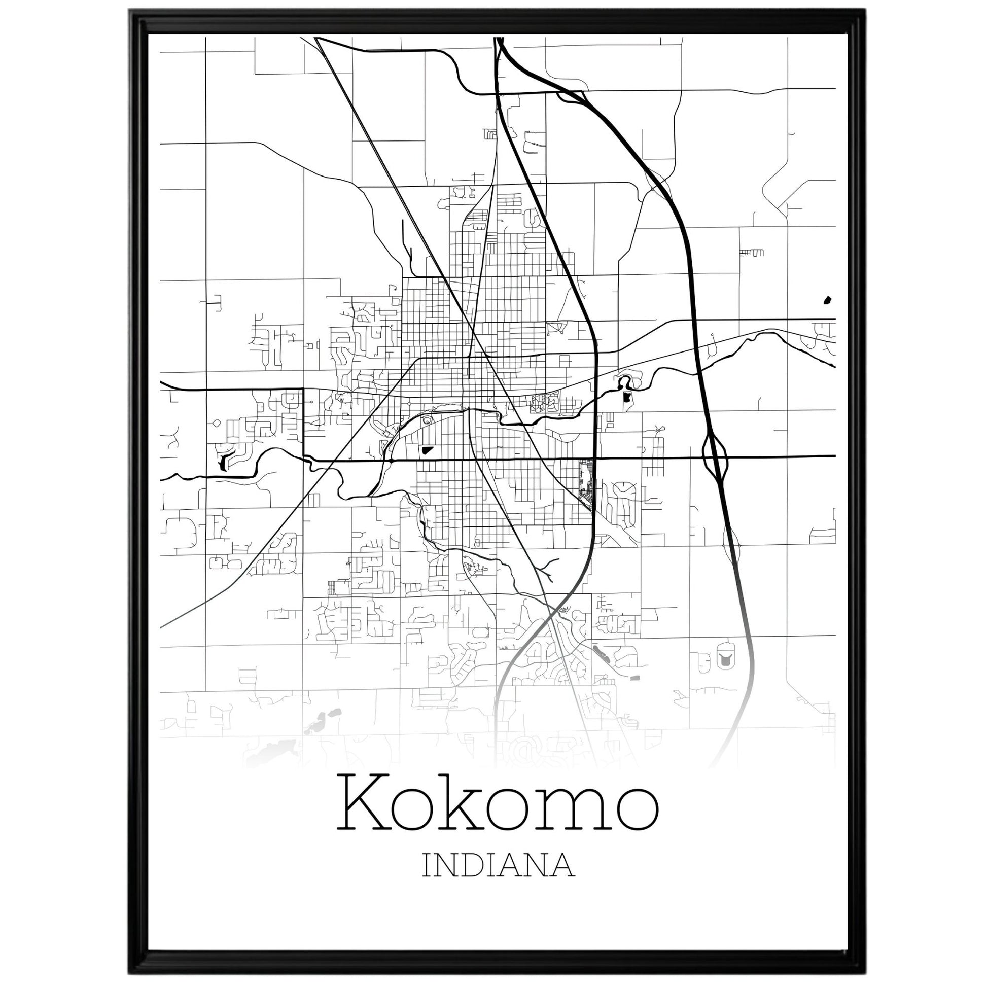 Kokomo Indiana City Map Poster - GroovyGrove