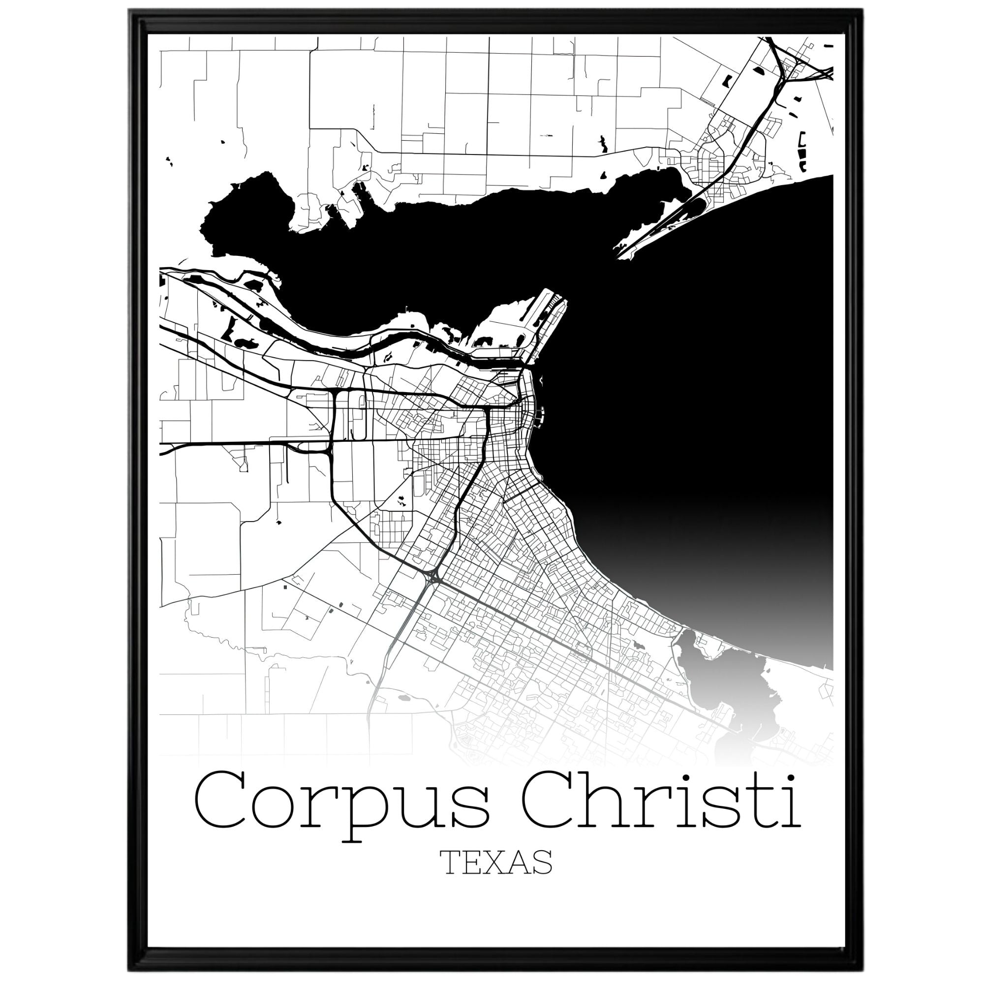 Corpus Christi Texas City Map Poster - GroovyGrove