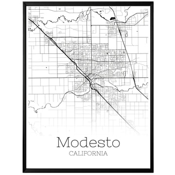 Modesto California City Map Poster - GroovyGrove