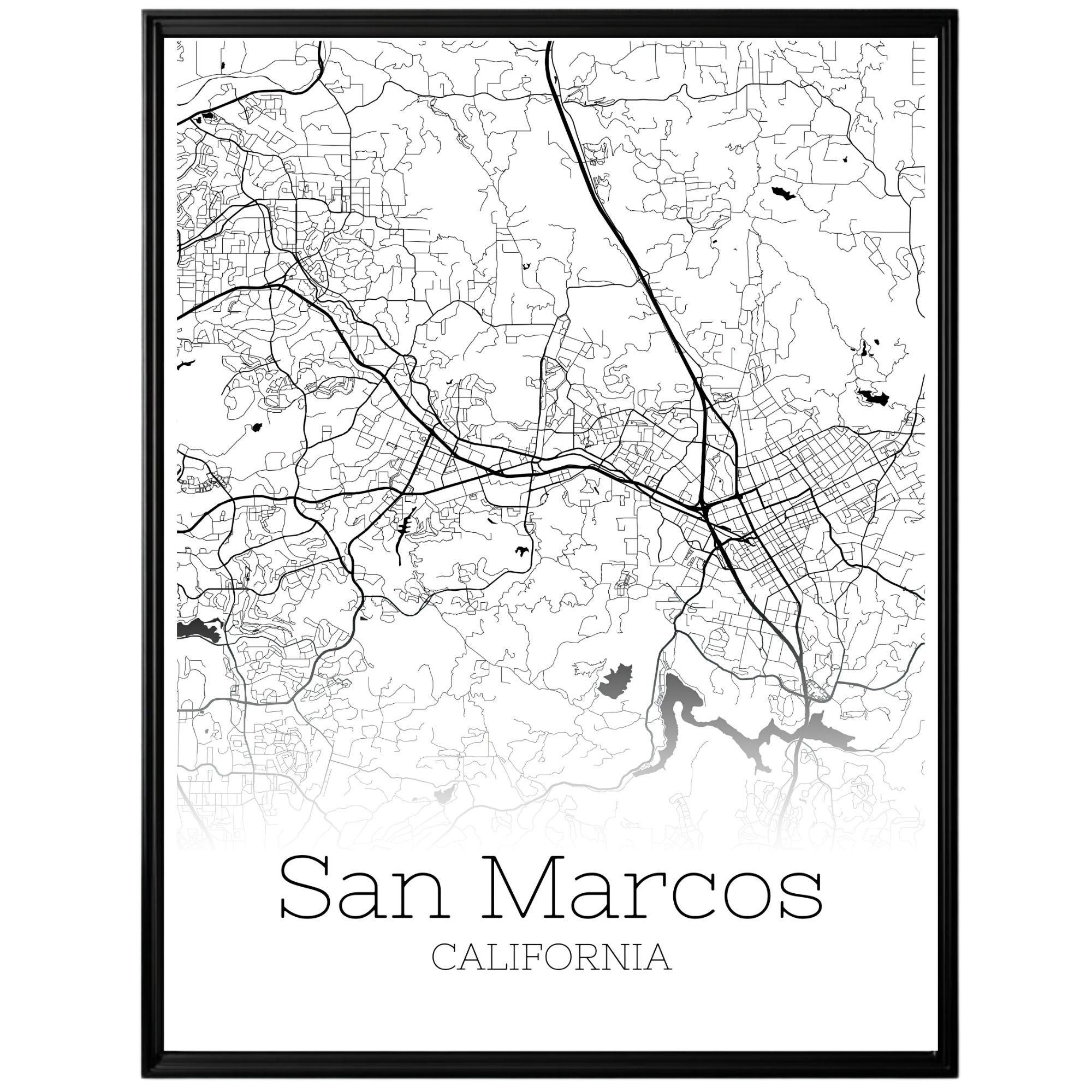 San Marcos California City Map Poster - GroovyGrove