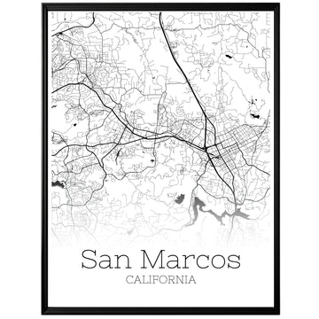 San Marcos California City Map Poster - GroovyGrove