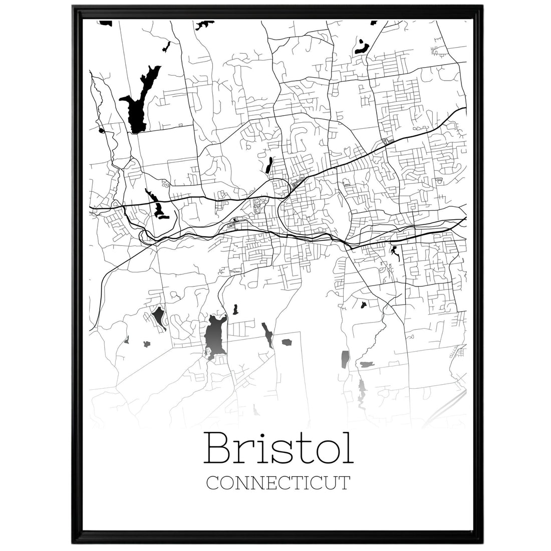 Bristol Connecticut City Map Poster - GroovyGrove