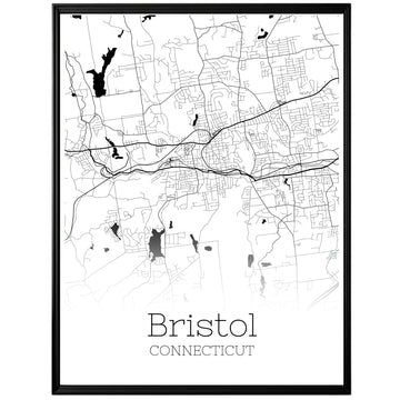 Bristol Connecticut City Map Poster - GroovyGrove