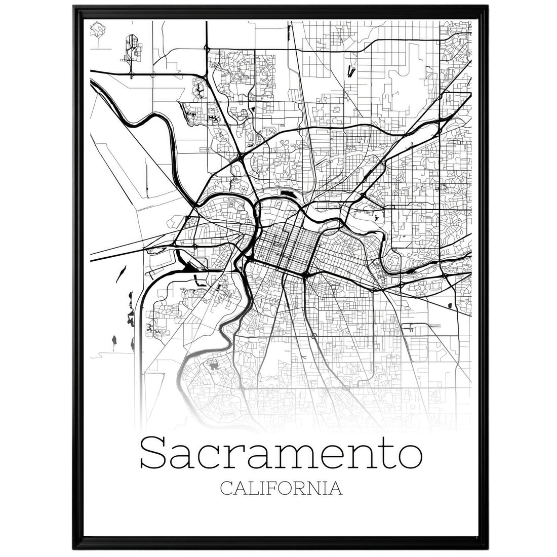 Sacramento California City Map Poster - GroovyGrove