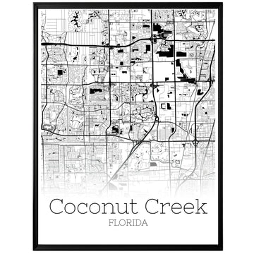 Coconut Creek Florida City Map Poster - GroovyGrove