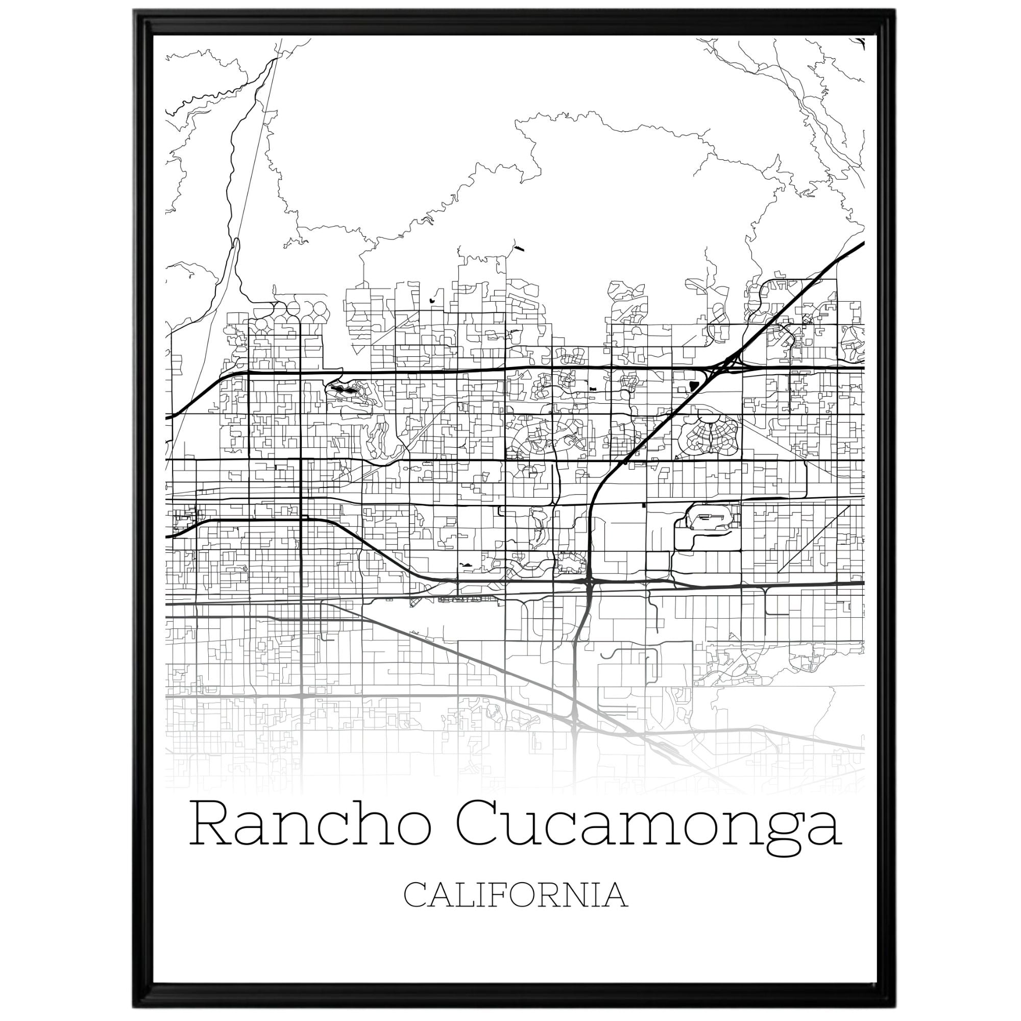 Rancho Cucamonga California City Map Poster - GroovyGrove