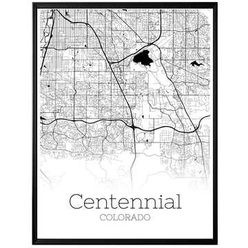 Centennial Colorado City Map Poster - GroovyGrove