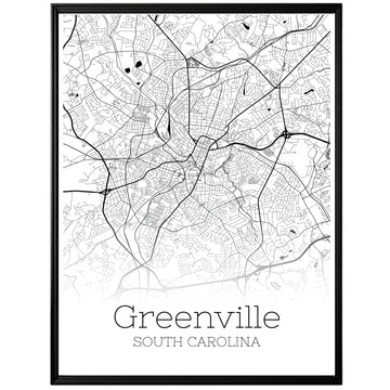 Greenville South Carolina City Map Poster - GroovyGrove