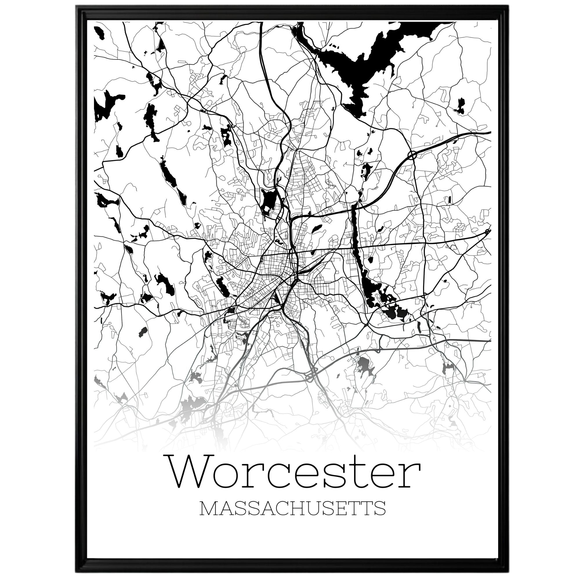 Worcester Massachusetts City Map Poster - GroovyGrove