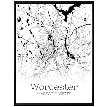 Worcester Massachusetts City Map Poster - GroovyGrove