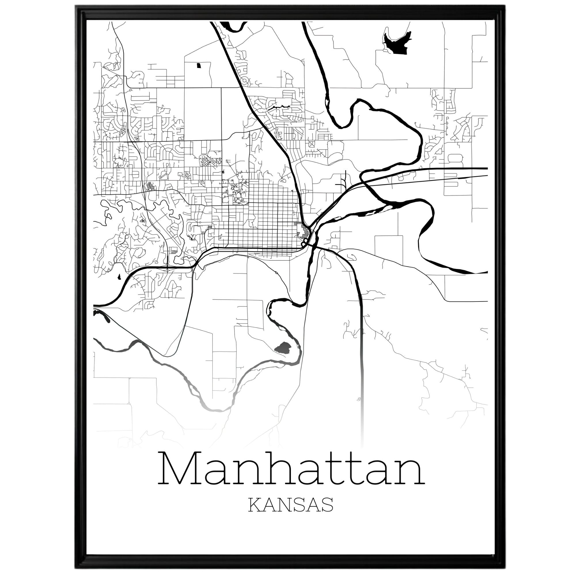 Manhattan Kansas City Map Poster - GroovyGrove