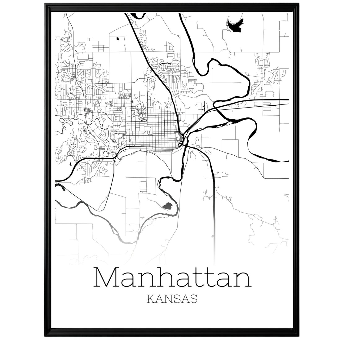 Manhattan Kansas City Map Poster - GroovyGrove