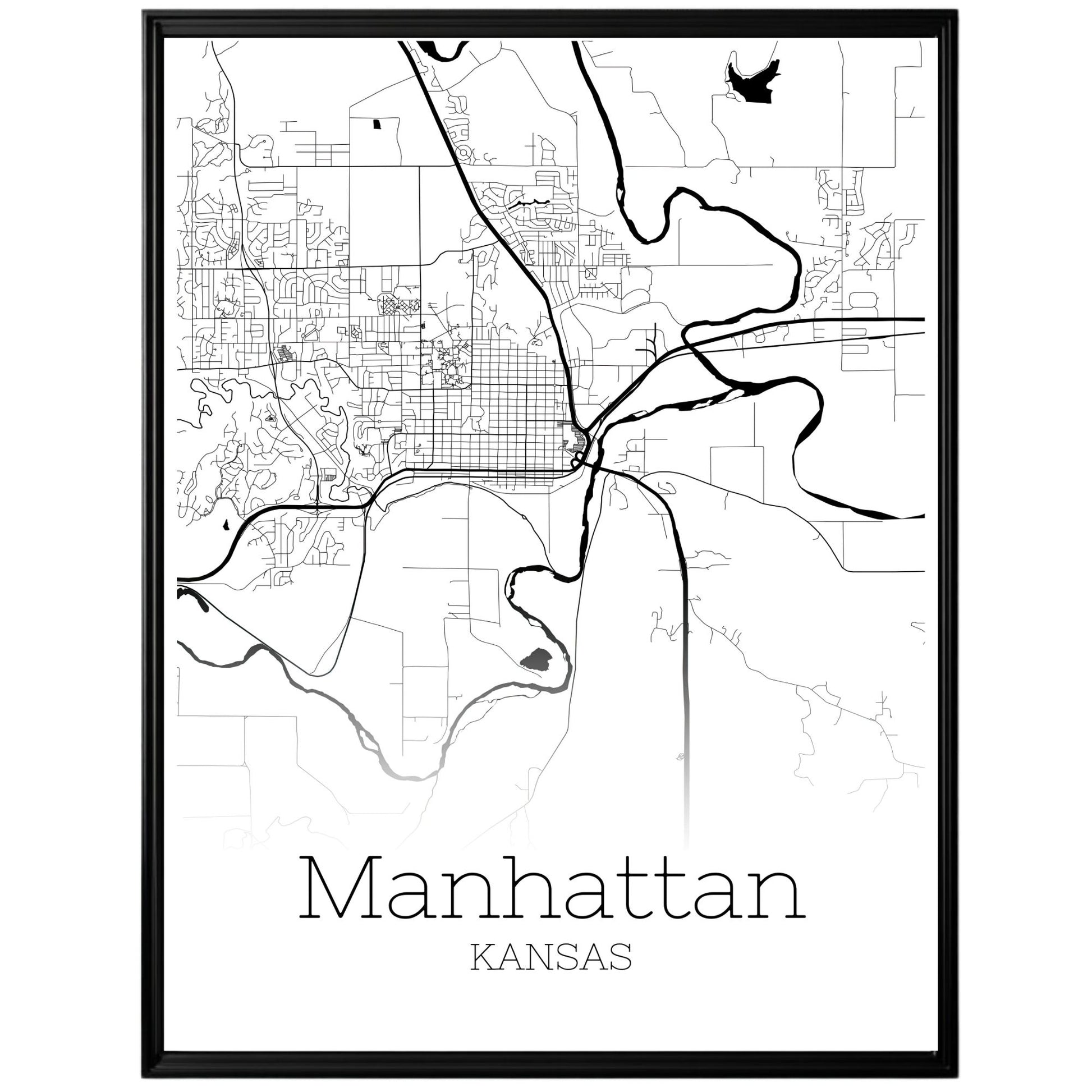 Manhattan Kansas City Map Poster - GroovyGrove