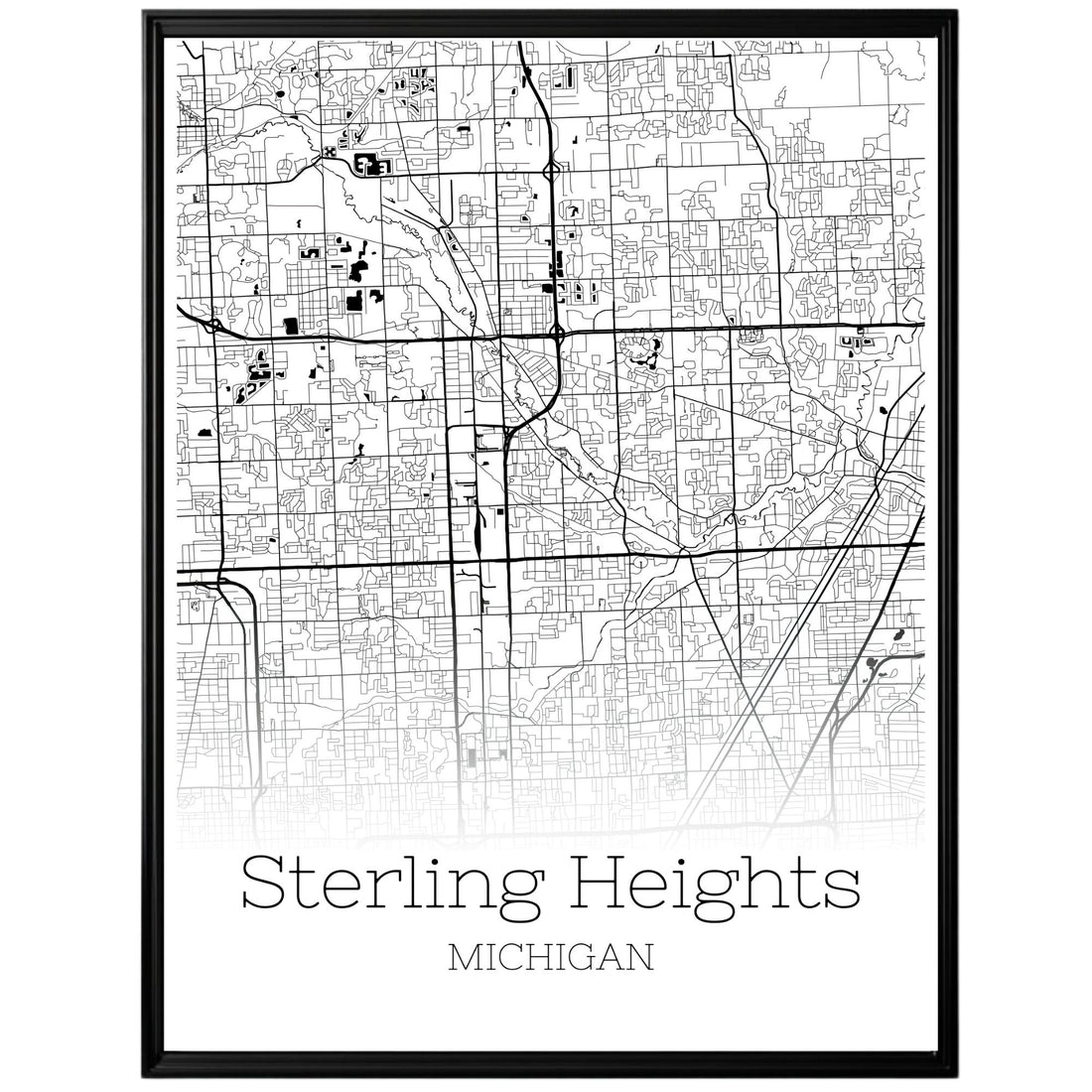 Sterling Heights Michigan City Map Poster - GroovyGrove