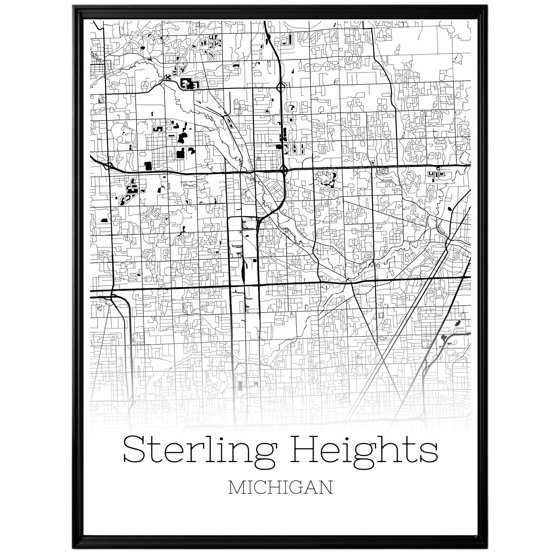 Sterling Heights Michigan City Map Poster - GroovyGrove