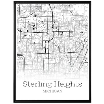 Sterling Heights Michigan City Map Poster - GroovyGrove