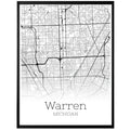 Warren Michigan City Map Poster - GroovyGrove