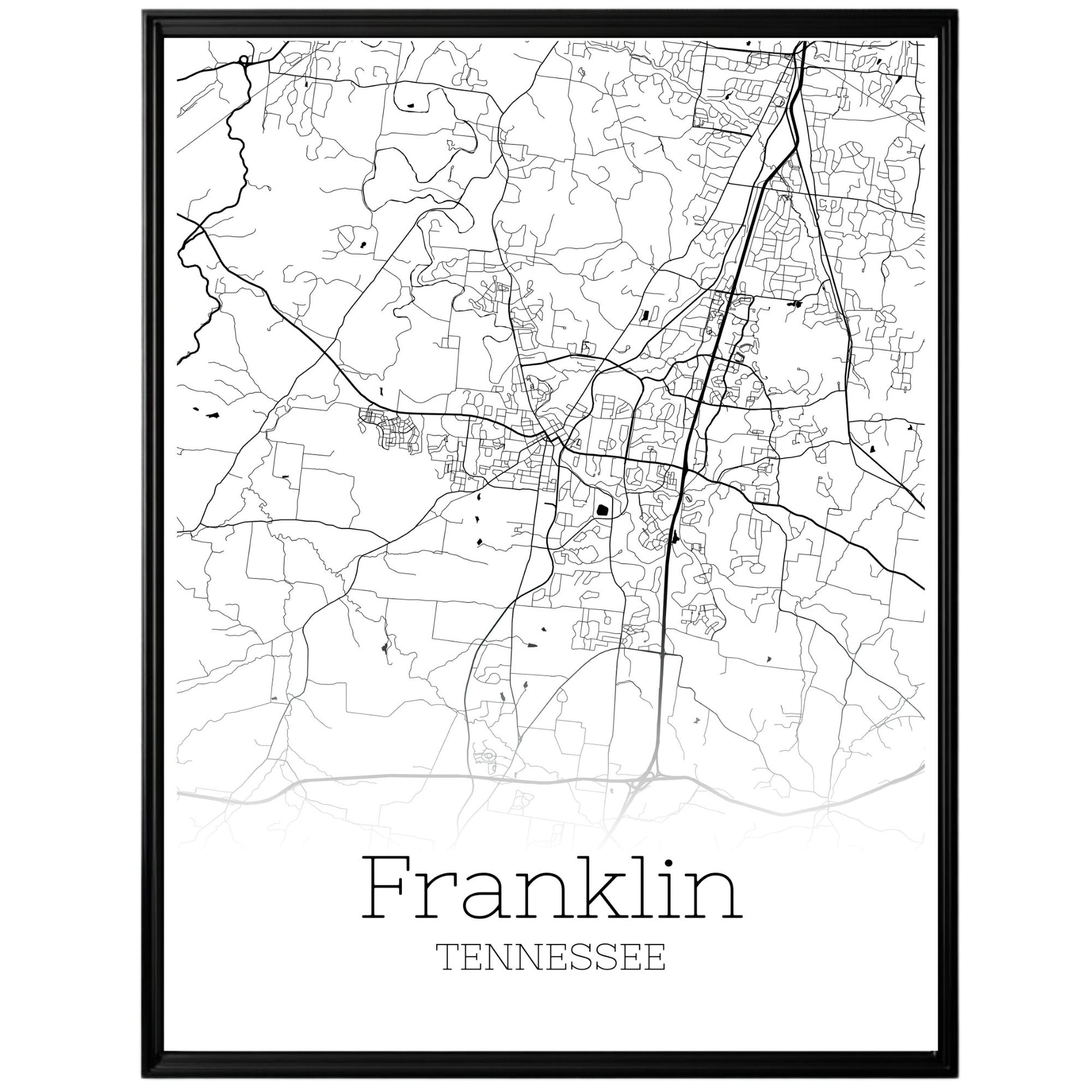 Franklin Tennessee City Map Poster - GroovyGrove